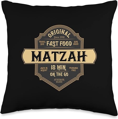 Pesach and Matzoh themed Passover Holiday Gifts Passover Matzah The Original Fast Food Funny Seder, almohada de 16 x 16 pulgadas, multicolor