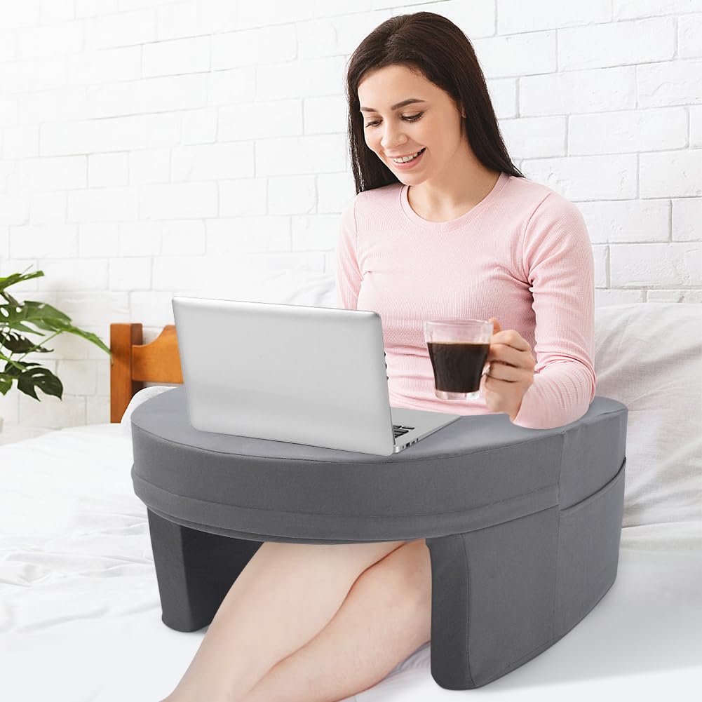 Ejoyous Poduszka do czytania na łóżko i sofę, poduszka do zabawy na kolanach, poduszka na laptopa z podłokietnikami i boczną kieszenią, dla dorosłych, do zabawy,
