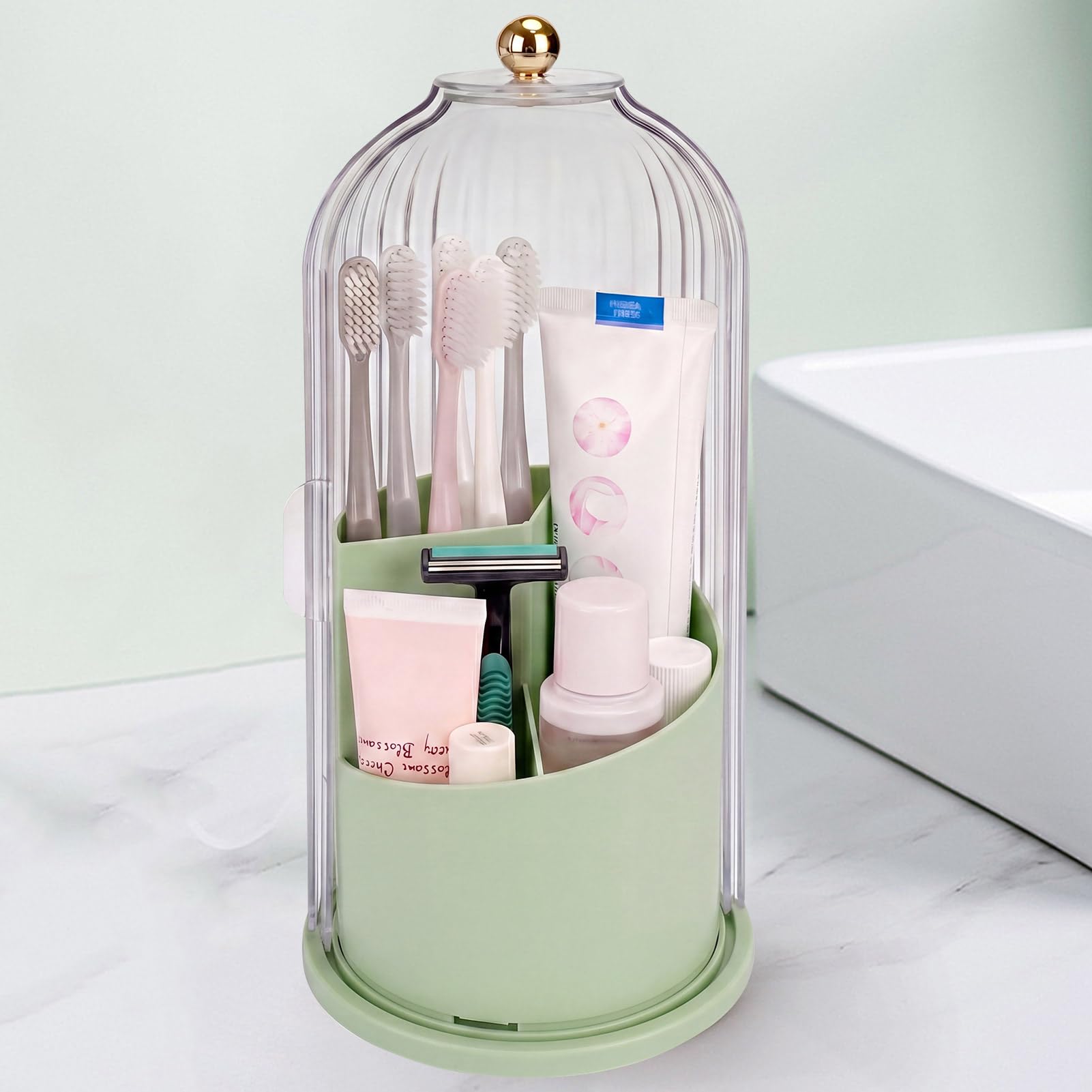 Photo 1 of QIYVLOS Rotating Toothbrush Holder with Sliding Lid
