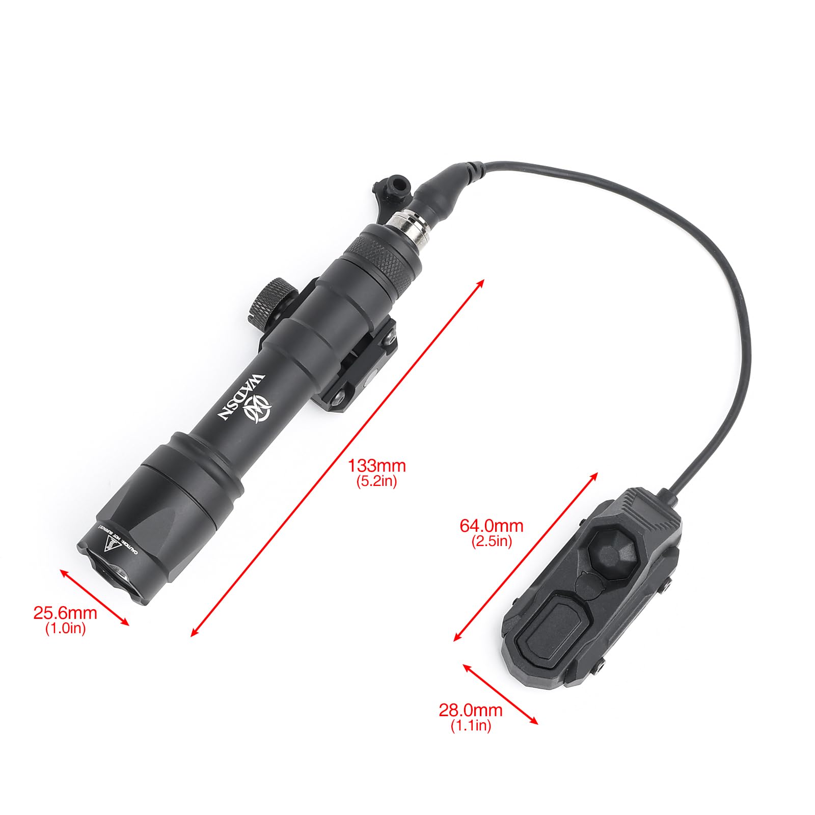 M600C Torcia tattica Torcia LED 600 Lumen,Luce scout leggera per sistema di binari Picatinny Mlok Keymod da 20 mm (Nero)