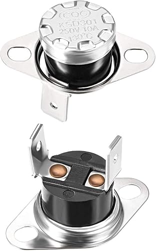 Miniatura 35 de uxcell KSD301 Termostato 284.0 °F/284°F 10A N.C Ajustar interruptor de temperatura de disco rápido para microondas, horno, cafetera 2 piezas
