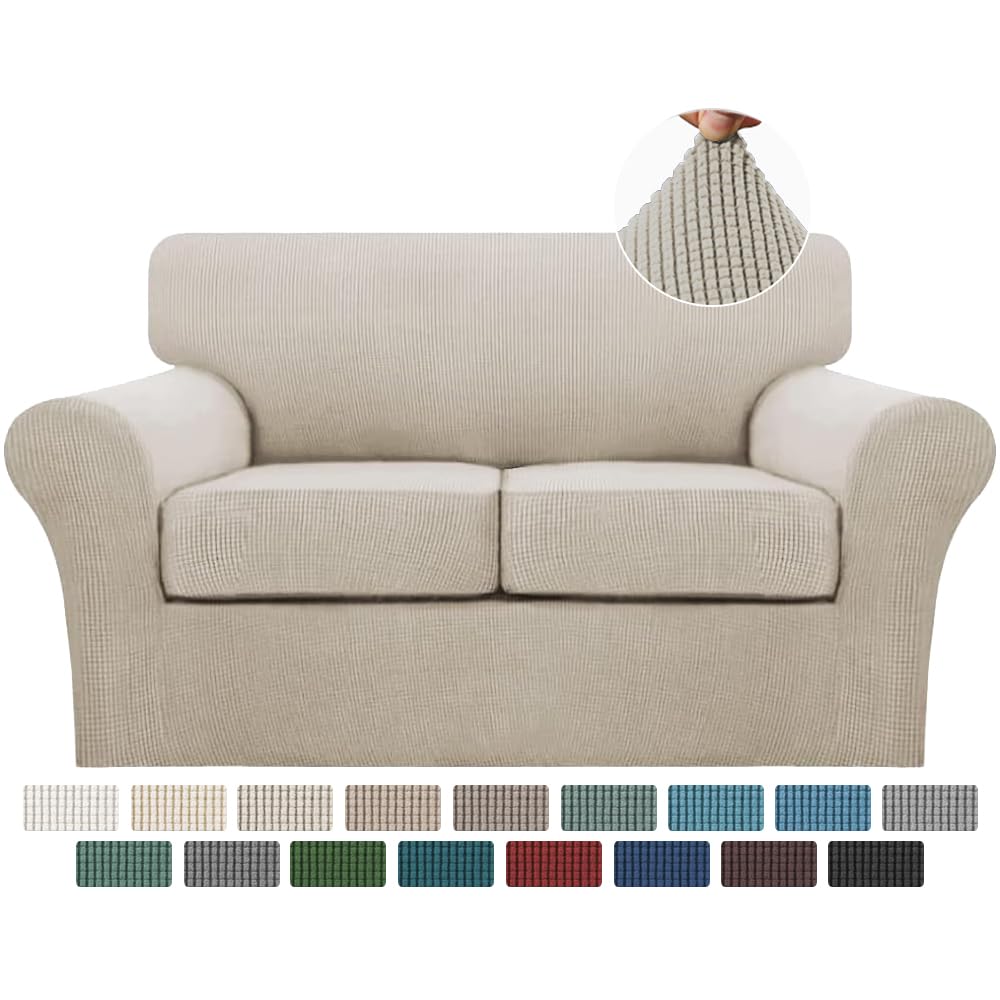 Photo 1 of Turquoize 3 Piece Sofa Covers for 2 Cushion Couch Sofa Slipcover Soft Couch Cover for Dogs-Washable Sofa Furniture Covers with 2 Individual Cushion Covers, Jacquard Fabric (Loveseat, Island Fossi)