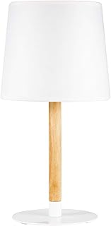 Pauleen 48103 Woody Cuddles Max. 20W E27 Lampada scandinava Luce da Tavolo 230V Tessuto, Bianco, Legno