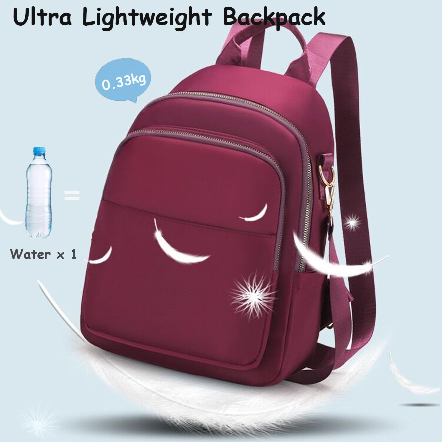 Piccolo zaino da donna, in nylon, leggero, piccolo, robusto, piccolo zaino casual da viaggio, per donne e ragazze all'aperto, viaggi, lavoro, shopping, adatto per iPad da 9,7 pollici, 7L