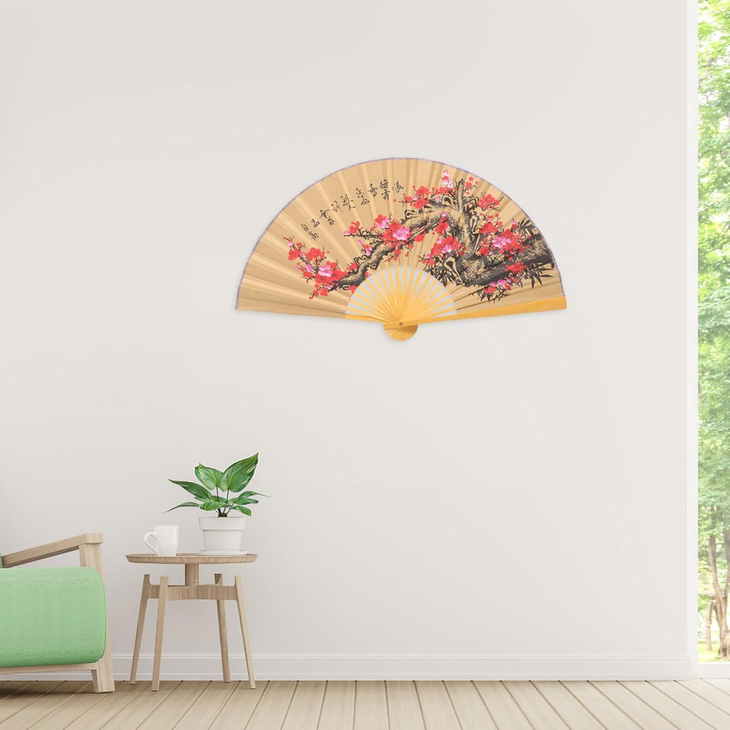 Cabilock 0.5 * 0.9m Giant Paper Fan Chinese Decorative Wall Art Large Hand Fan Wall Decor Home Decor