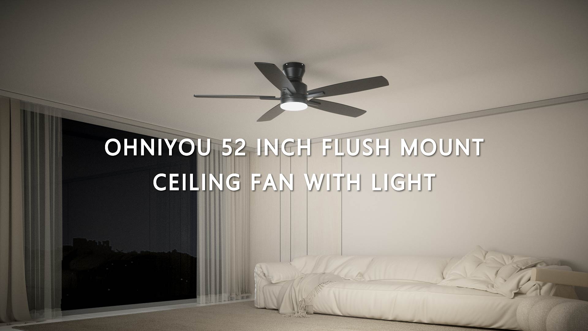keefeeyy★ Ohniyou Ceiling Fans with Lights, 52'' Low Profile Ceiling