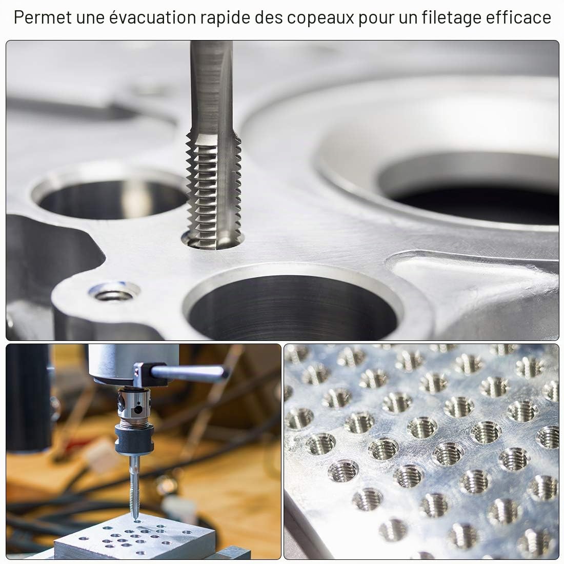 sourcing map Taraud Machine Métrique Gauche Filetage M12 Pas 1.5 H2 4 Flûtes Acier Rapide