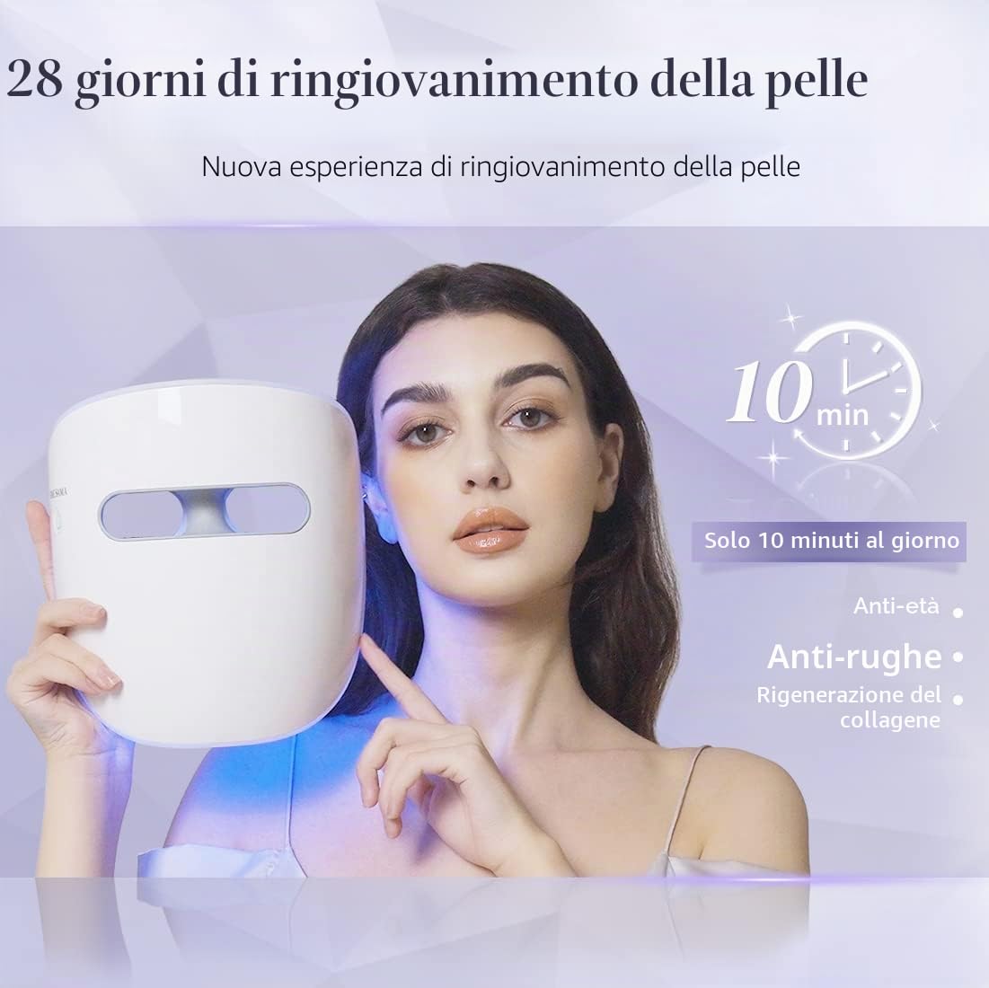 HIME SAMA Maschera Viso Led, Miracle STAR | maschera per la cura della pelle con luce rossa + nir e blu per rughe antietà, maschera per la pelle domestica per viso ‎