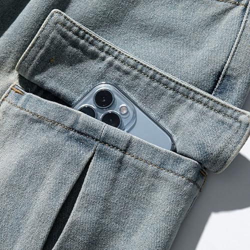 Baggy Cargo Pants for Men Loose Fit Casual Trendy Hip Hop Streetwear 90s Wide Leg Denim Pants with Flap Pockets3