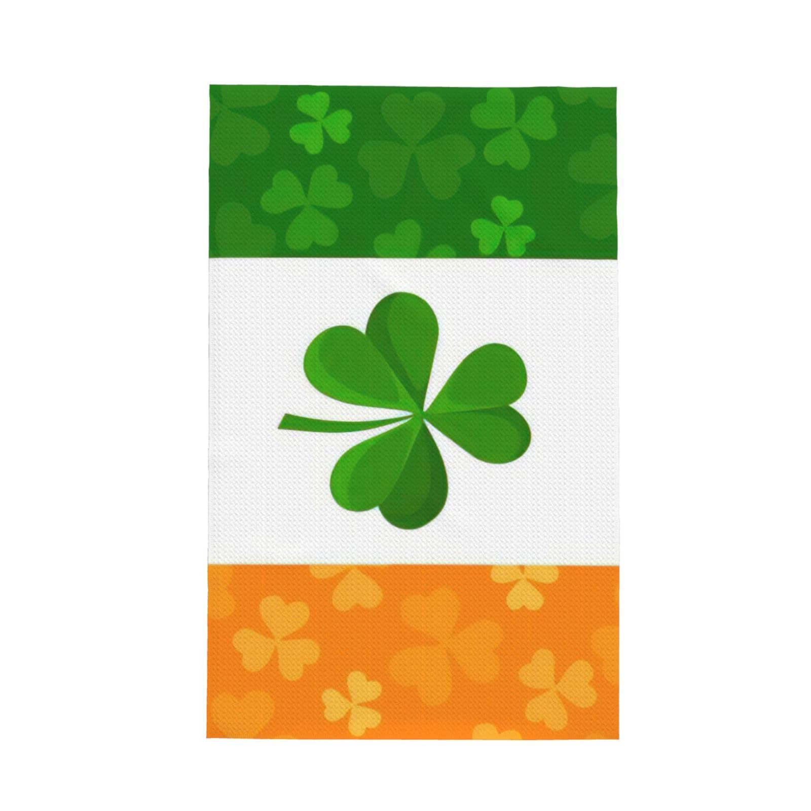 CKGODGF Irish Flag Print Absorbent Waffle Dishcloths,Kitchen Towels With Hanging Loops,Tea Towels.