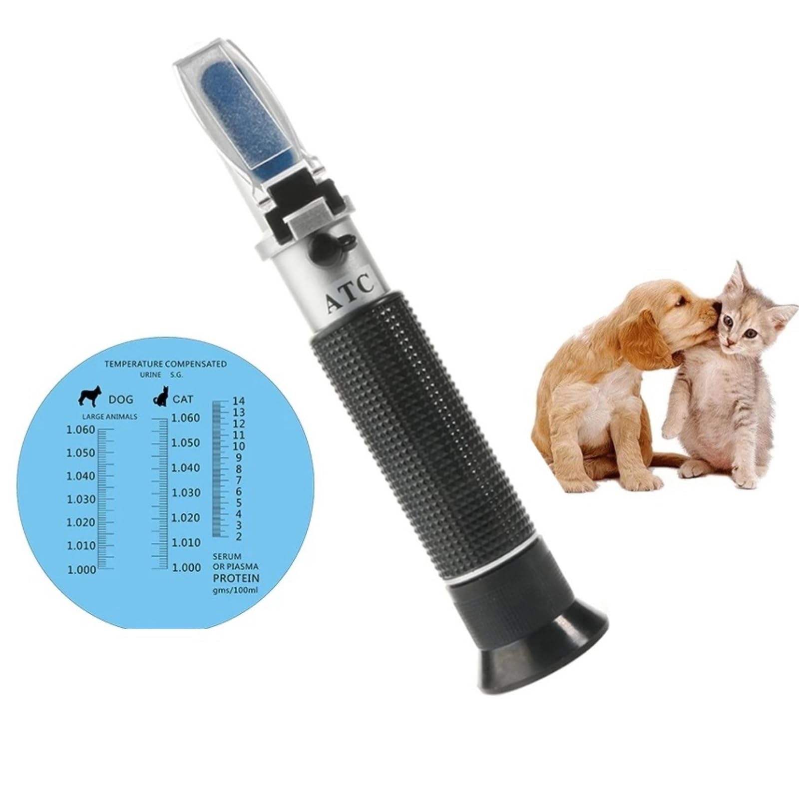 Refractometer, Refractometer Clinical Medical House Pet Dog Cat Protein Serum Plasma Hemoglobin Tester Urine Proportion for Fruit, Homebrewing, Juice, Vegetables
