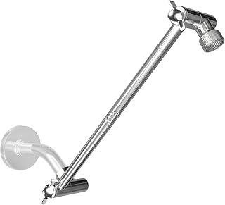 CoeurDesigns 16-Inch Brass Shower Extension Arm - Adjustable Locking Gear, Fits All Showerheads, Extra Long Reach