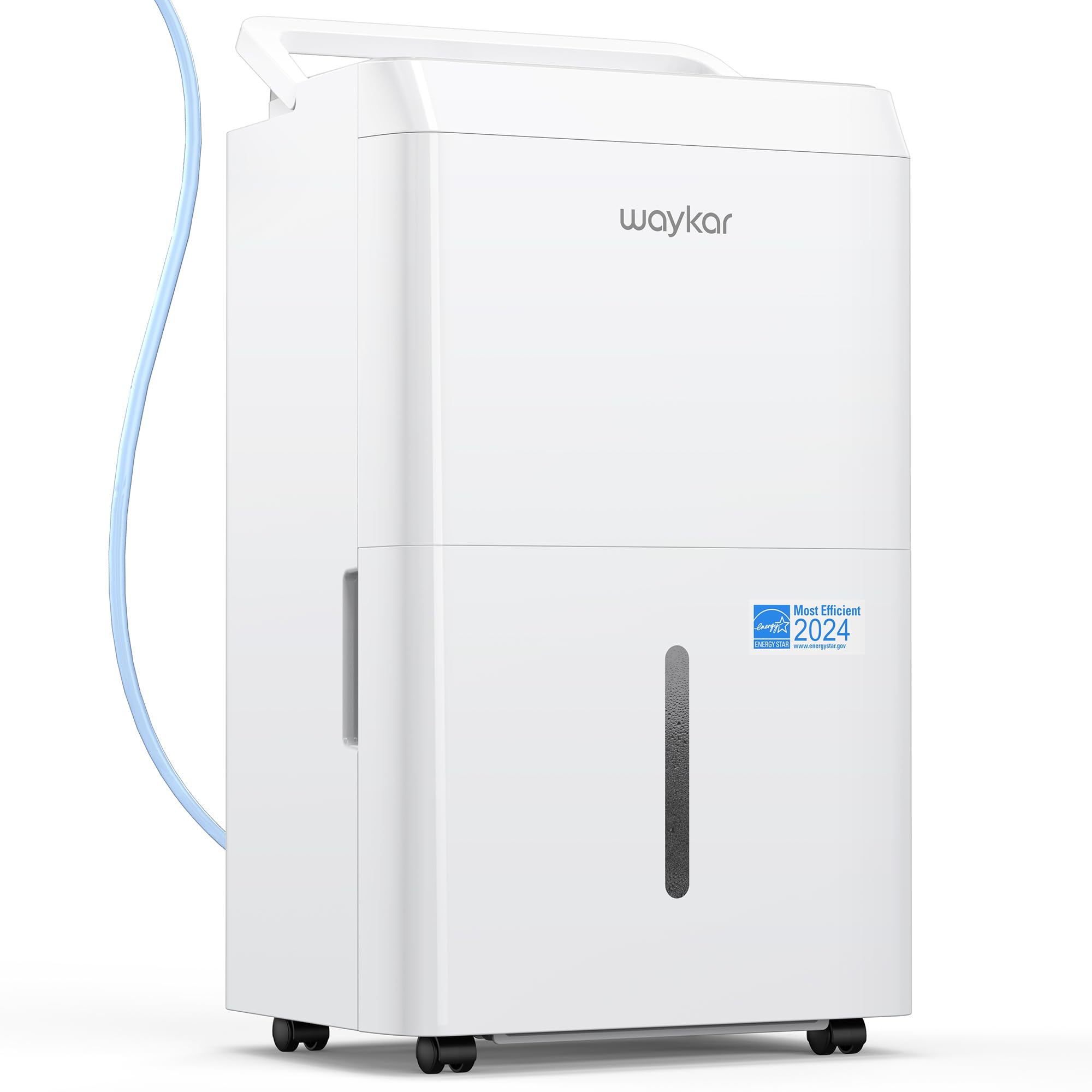 Waykar 150 Pint Energy Star Dehumidifier with Pump for Large Rooms up to 7,000 Sq. Ft. for Home, Basement, Commercial, Industrial, with Drain Hose & Tank, Auto Defrost, Quiet, Smart Auto Comfort Mode