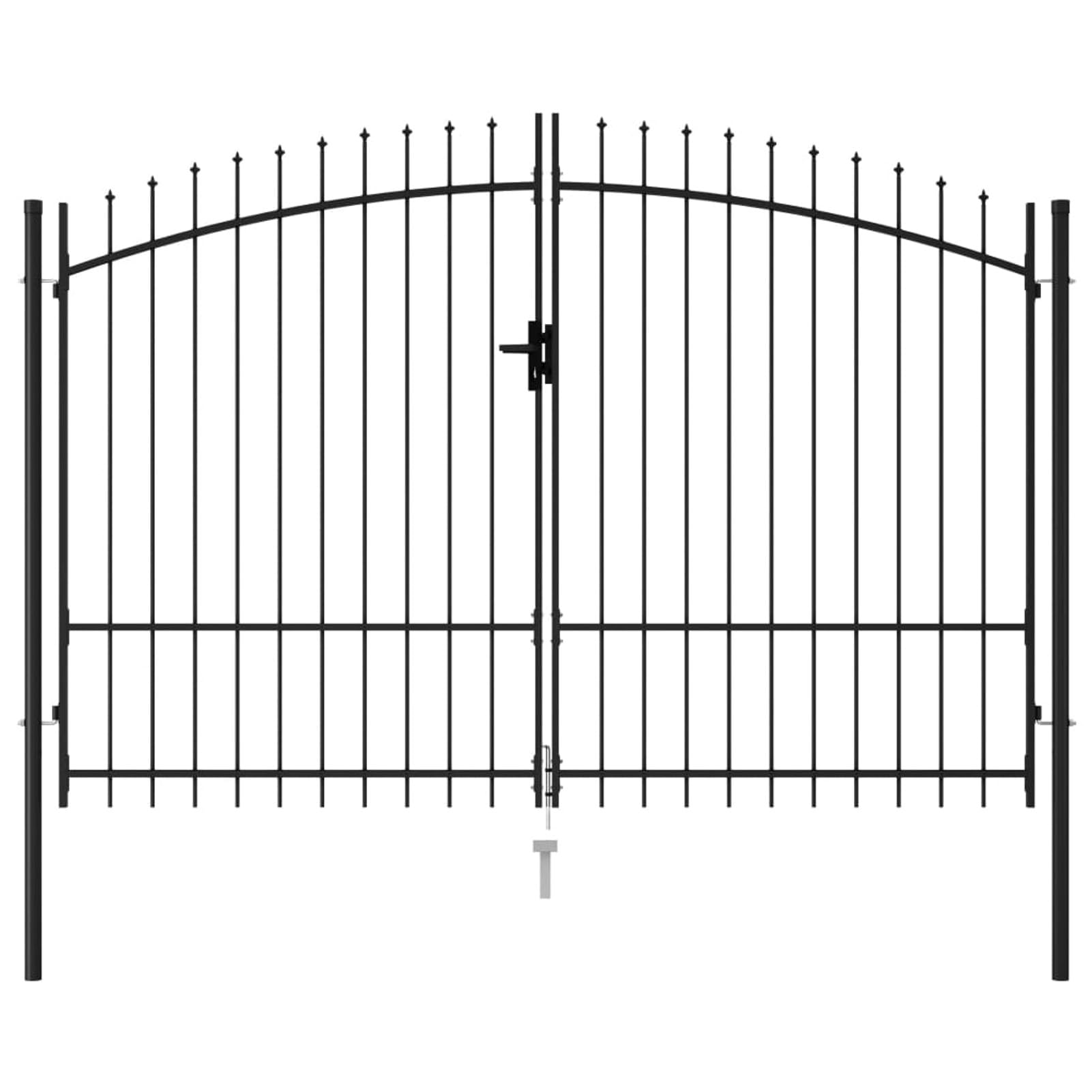 Cancello Doppio Giardino Esterno con Punte a Lancia Cacello per Recinzione Cancello in Metallo Cancello da Esterno con Chiavi -300 x 200 cm