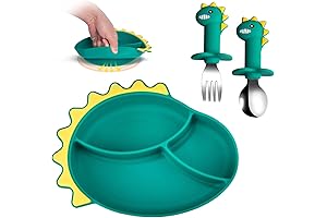 Silicone Dinosaur Dinner Plates for Toddlers