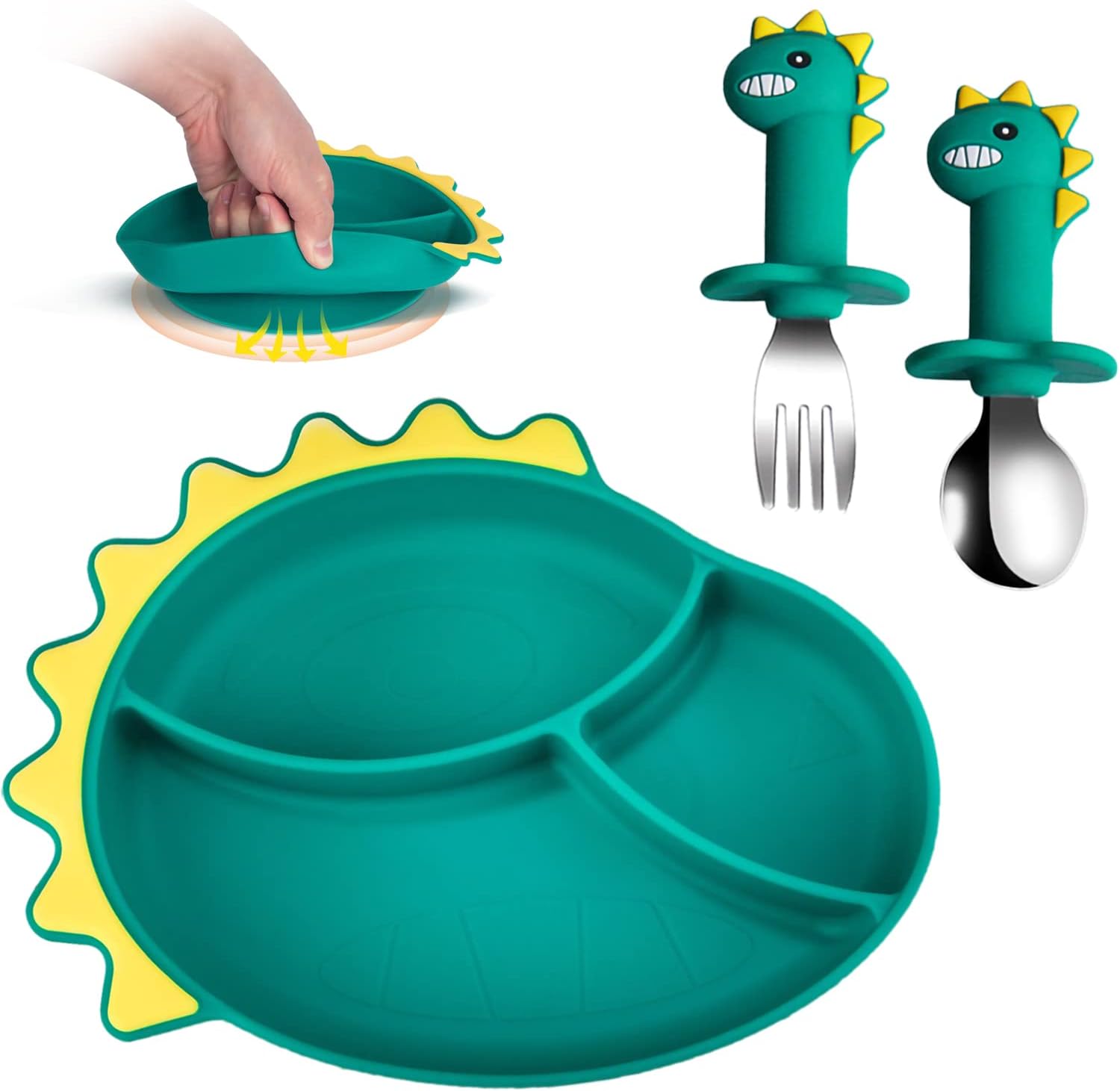 SFCCMM Silicone Toddler Plates, Tableware Set Have Silicone Suction