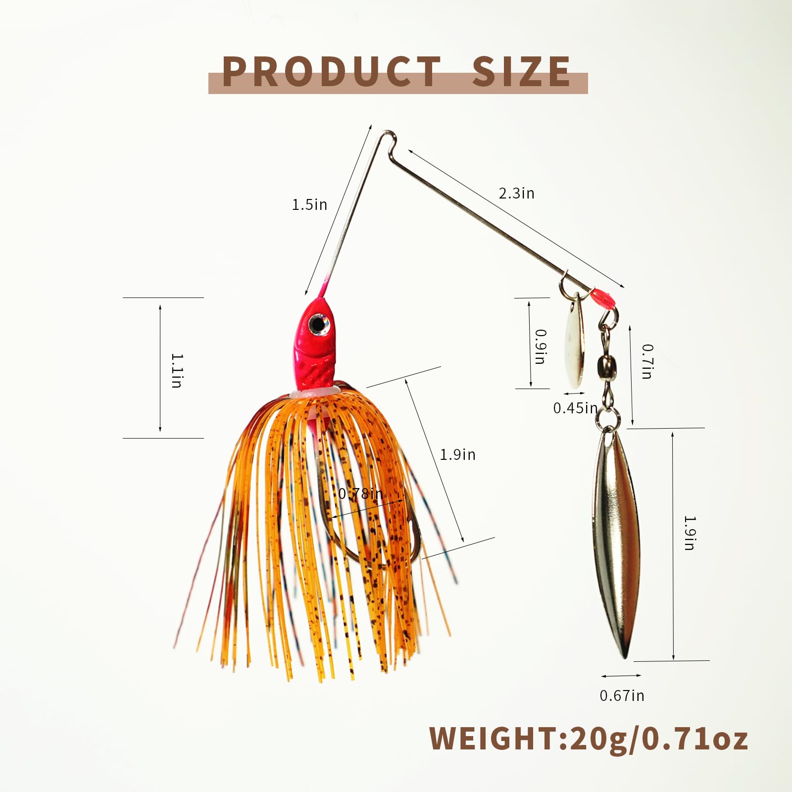 SEASHARK 6pcs Jigs Spinner Bait Bass Hard Lures Metal Spinnerbait Multicolor Buzzbait Swimbaits Silicon Skirt Swim Jigs for Bass Salmon Walleye Trout Pike Saltwater Freshwater