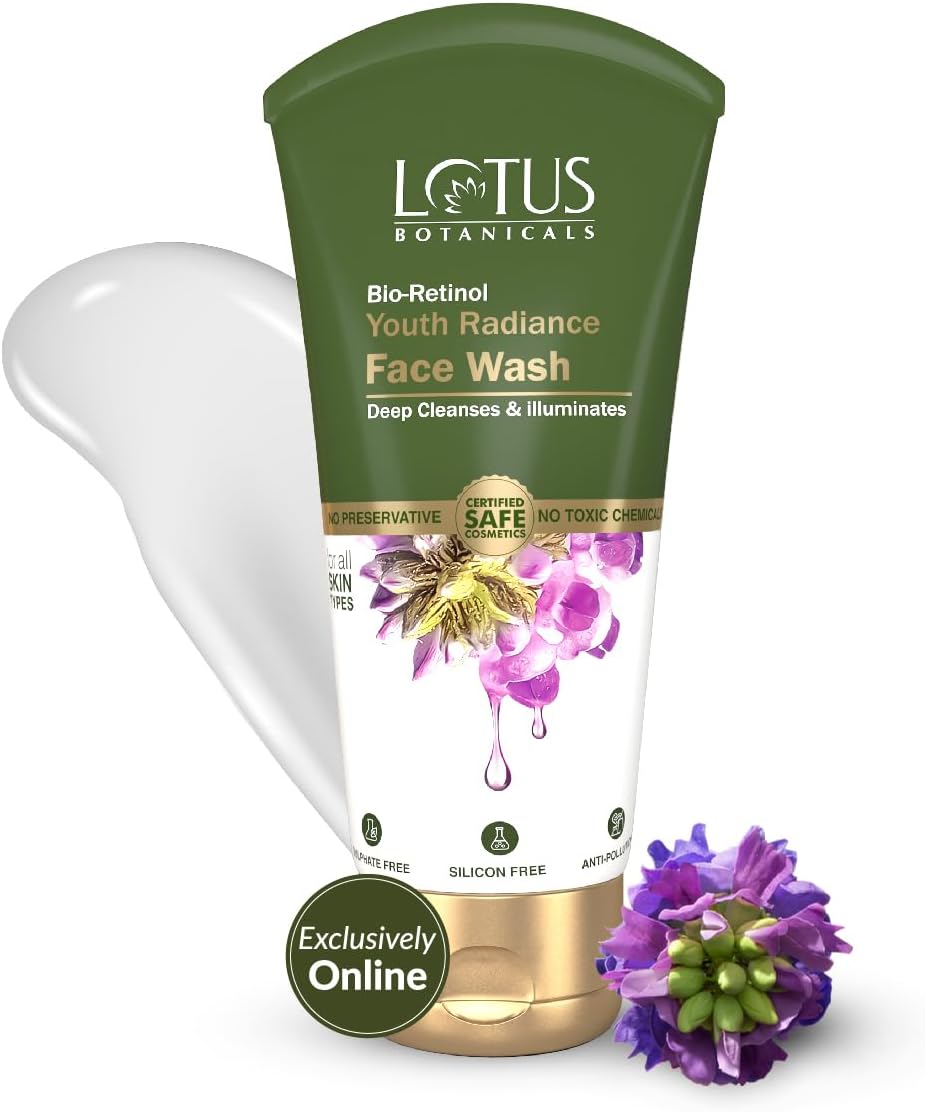 Lotus Botanicals Bio Retinol Youth Radiance Anti-Ageing Face Wash | Preservative Free | For All Skin Types | 100ml