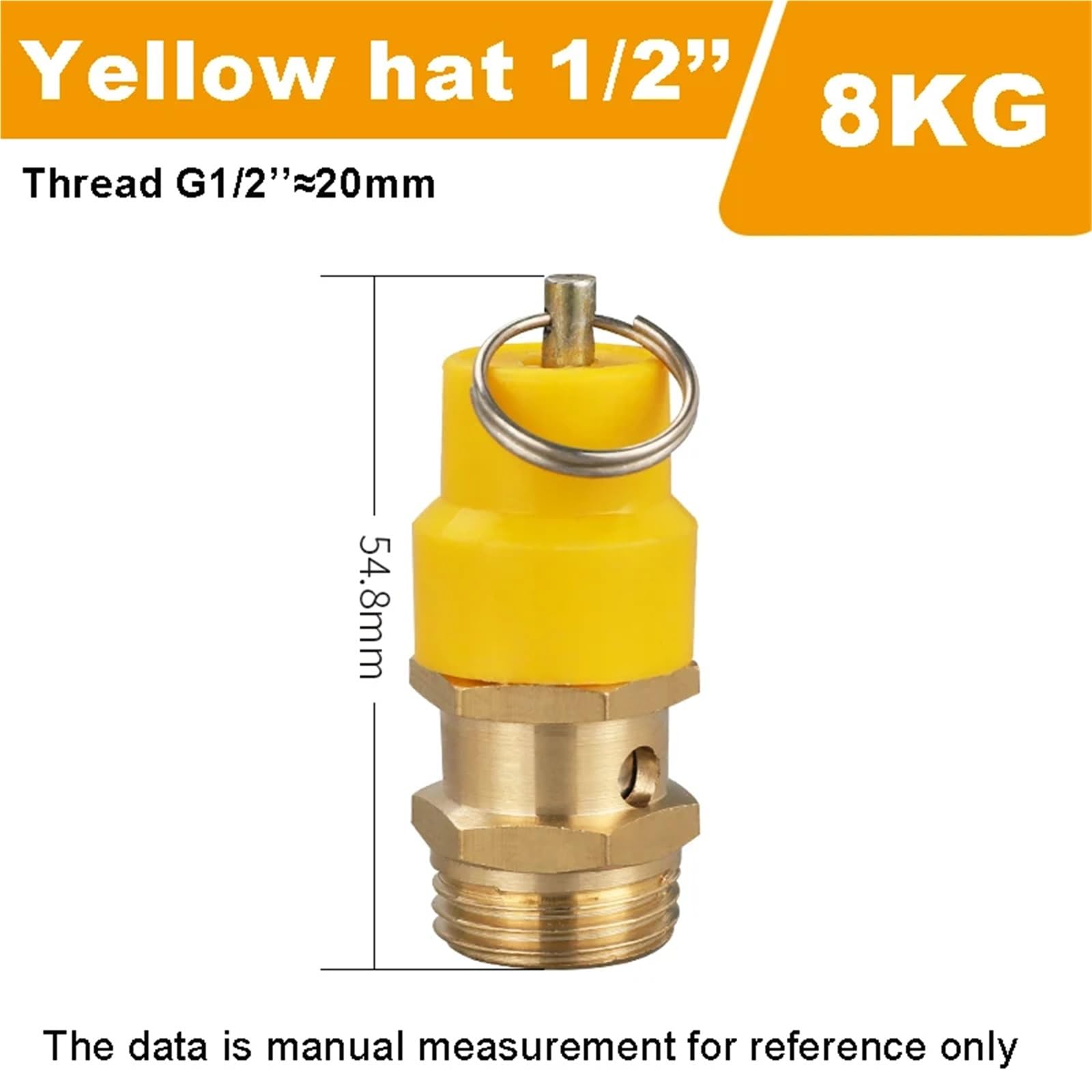 Zawór nadmiarowy, Mosiężny zawór nadmiarowy bezpieczeństwa Sprężarka powietrza G1/8-1/2 męski 10 szt. Wielokolorowy(Yellow Hat 1i2)