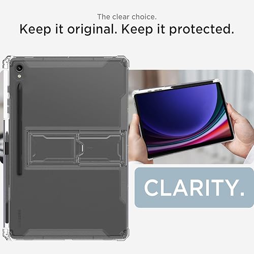 Miniatura 3 de Miimall Funda transparente compatible con Samsung Galaxy Tab S9 con soporte, TPU ultrafina, cobertura completa, cojín de aire, a prueba de golpes,