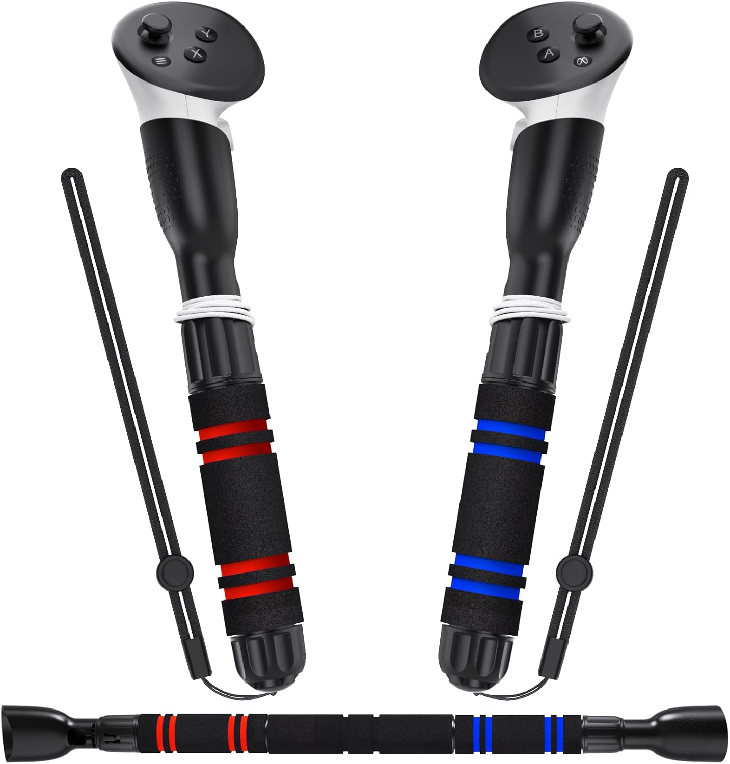 YOGES Handle Attachments Compatible with Meta Quest 3 / Oculus Quest 2 / Quest Pro/Rift S Controller Accessories, Dual Handles Extension Grips for Beat Saber Gorilla Tag Long Arms VR Games