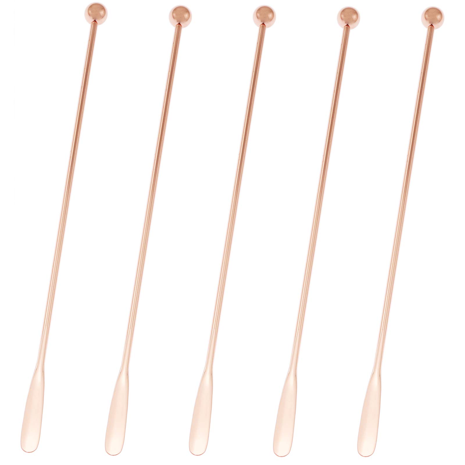 Lind Kitchen5PCS Reusable Stainless Steel Coffee Beverage Stirrers Stir, Cocktail Drink Swizzle Stick, Rose Gold