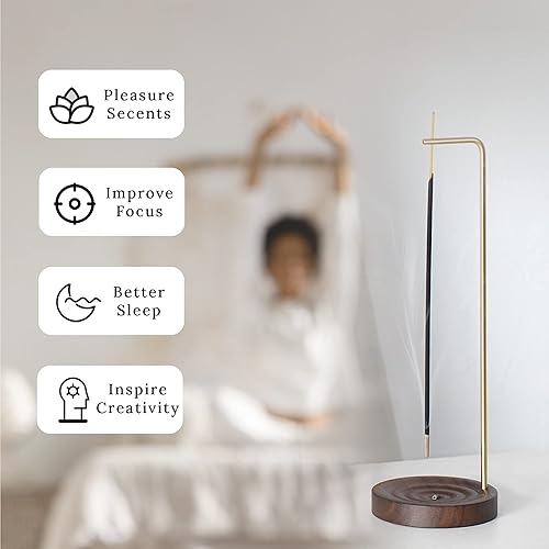 Miniatura 5 de SeedWave Soporte de incienso para varillas bandeja de incienso ondulada hecha a mano con soporte de latón desmontable soporte de incienso japonés