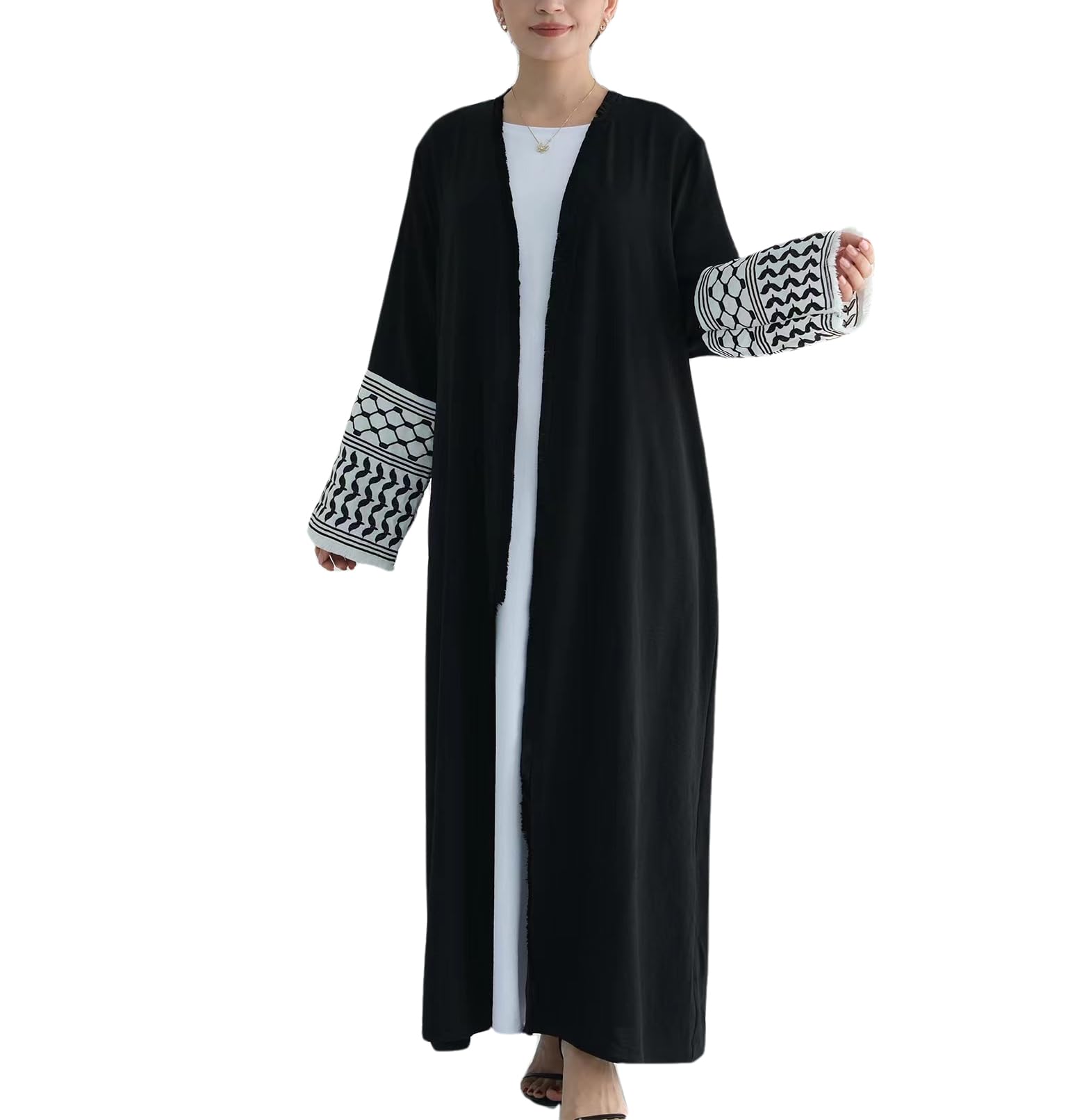 CLMJHG Muslimisches Kleid, modische offene Strickjacke, Abayas, Stickerei, Kimono für Damen, Türkiye, Elegante islamische Kleidung ohne Hijab