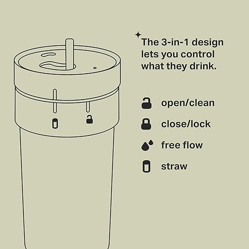Miniatura 2 de Tommee Tippee Taza 3 en 1, vaso convertible aislado, 18 meses o más, 10 onzas, vaso de entrenamiento para niños pequeños, popote a prueba de fugas,