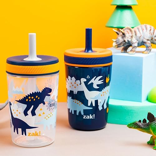 Miniatura 135 de Zak Designs - Juego de vasos Baby Shark Kelso de 15 onzas, sin BPA, tapa de rosca con popote hecha de plástico duradero y silicona, paquete perfecto