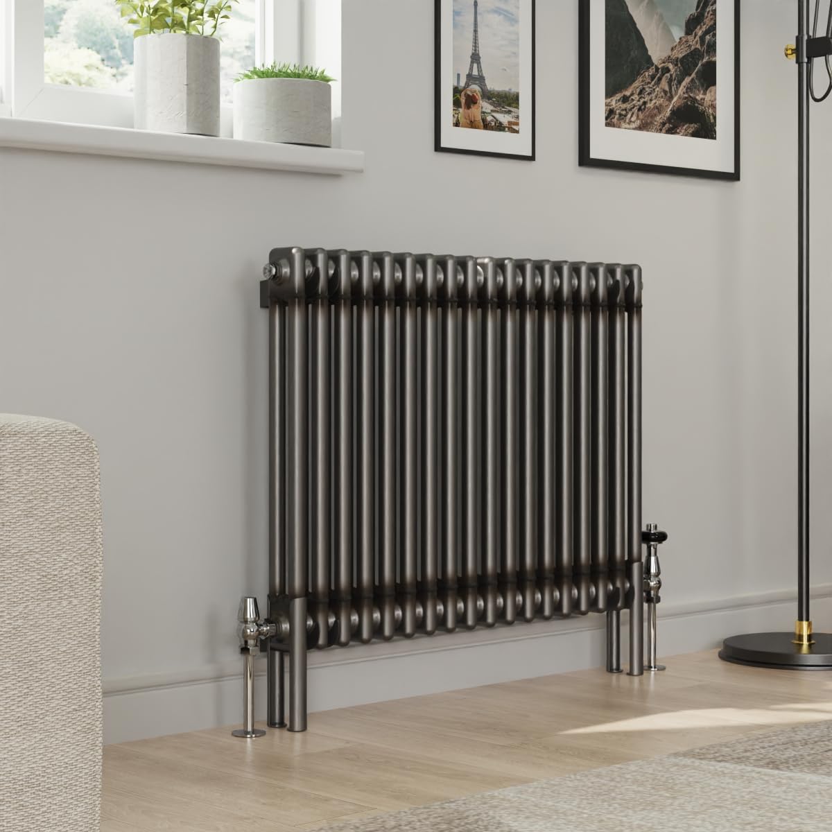 Warmehaus Raw Metal 600X830mm Traditional Horizontal Radiator Double Column Cast Iron Style Panel Radiator Central Heating