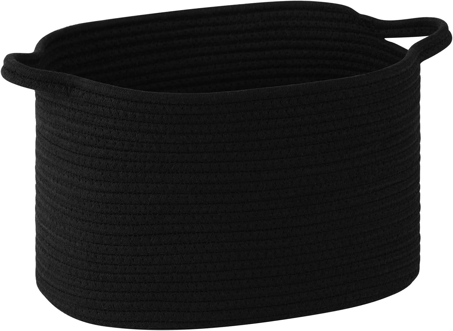13"x10"x9" Cotton Rope Storage Basket, Woven Baskets with Handles for Organizing Home Office, Shelves, Nursery, Laundry, and Toys,Empty Gift Basket (Black, 1 Pack)