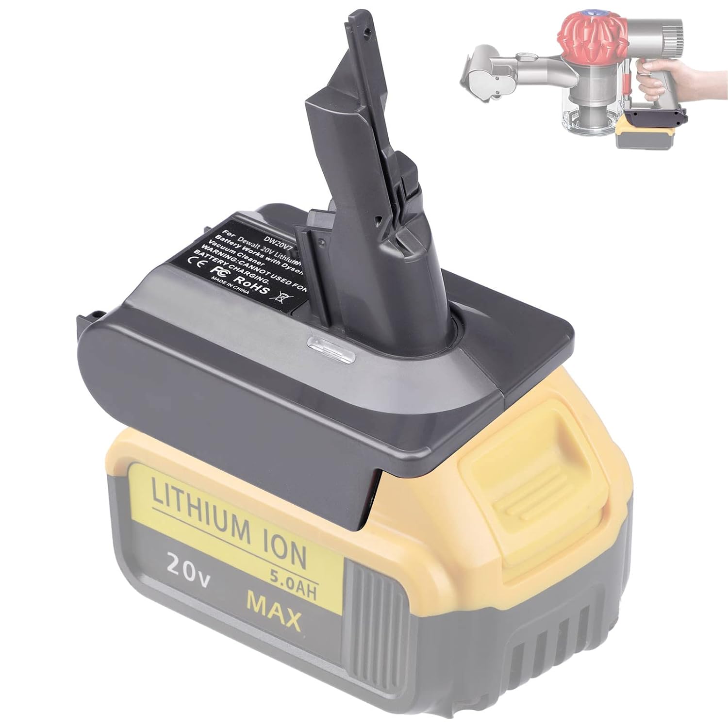 V7 Battery Adapter for Dewalt 20V Lithium Battery Converted to Replace for Dyson V7 Battery, Use for Dyson V7 Series Vacuum Cleaners Animal Absolute Fluffy HEPA Cordless...