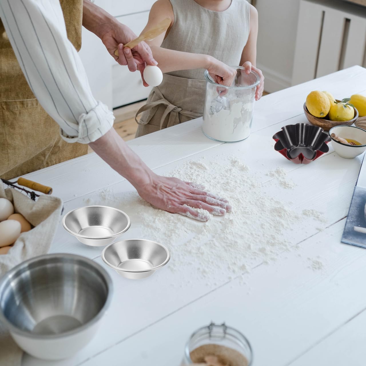 Veemoon Moule Mini Tartelette En Inox 7CM, 25 PièCes Pasteis De Nata RéUtilisable Moule Tartelette Quiche Individuelle Pour Desserts Tartes à La Confiture Muffins Et Parfait Pour Cuisson Au