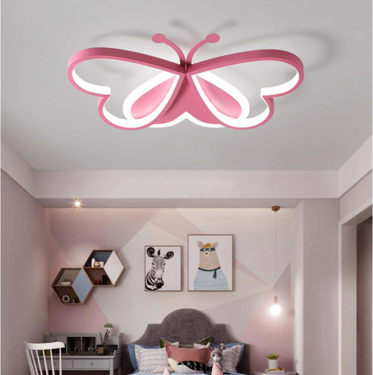 Lámpara de Techo LED 3D Mariposa - Diseño Animado para Niños, Dormitorio con 3 Luces