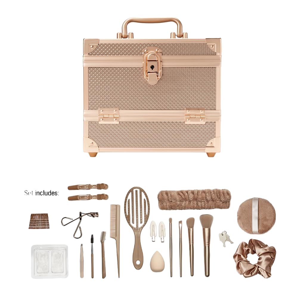 Conair 100-Piece Beauty Cosmetic Expandable Shelves Professional Makeup Train case Organizer, Bronze, 1 Count (Pack of 1) Conair 100-Piece Beauty Cosmetic Expandable Shelves Professional Makeup Train case Organizer, Bronze, 1 Count (Pack of 1)