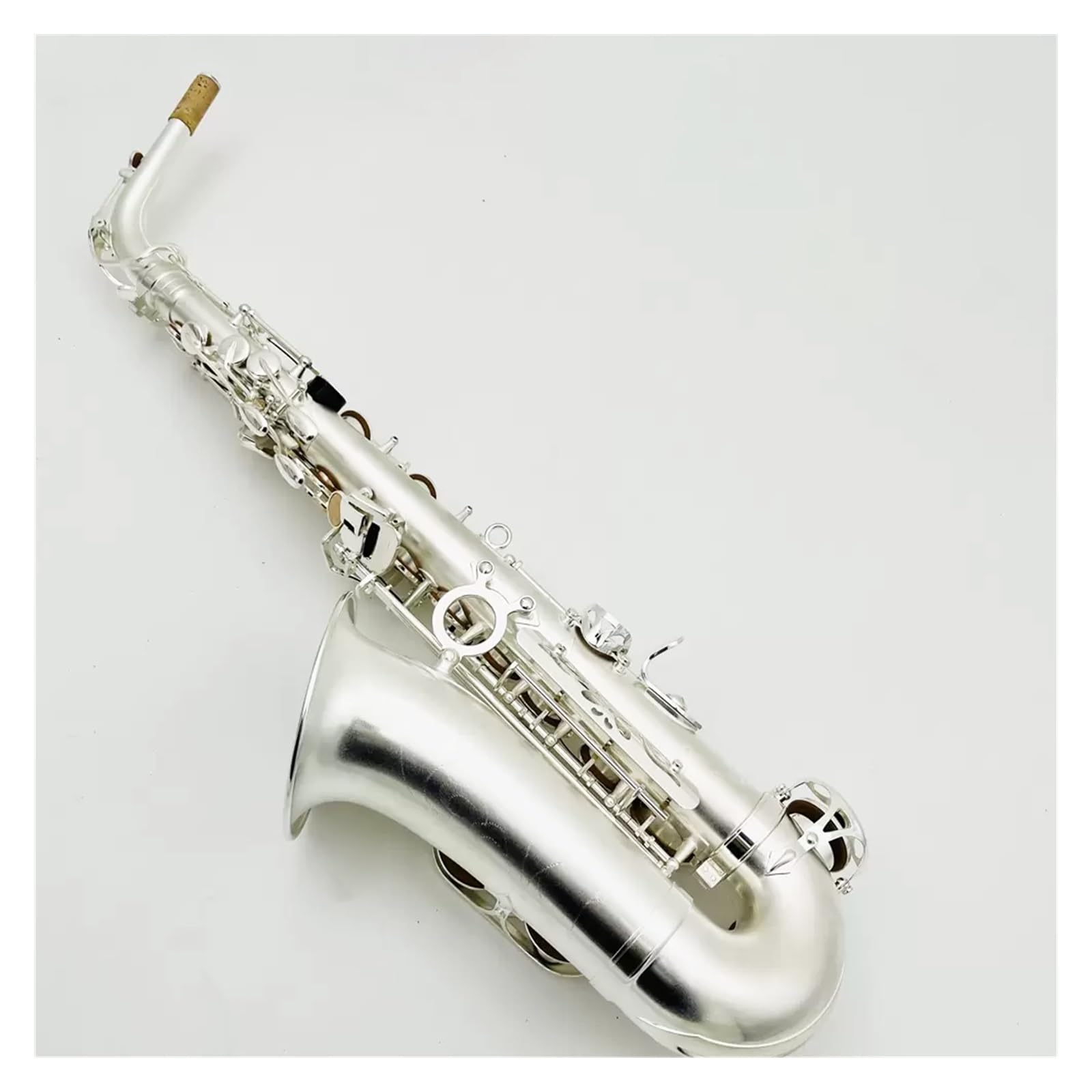 Saxofón Profesional Plateado Mate Saxofón Alto Profesional Mi Bemol Francés Proceso de fabricación Instrumento Musical de Alta Gama