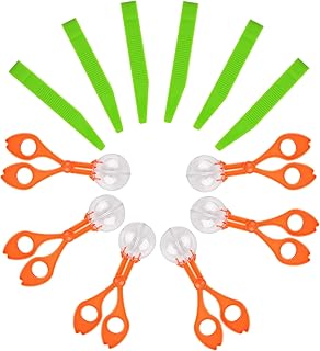 6 Pcs Bug Insect Catcher Scissors Plastic Bug Catcher Set Bug Hunting Collection Tools Orange Insect Handy Scoopers Scissors Green Tweezers Bug Catcher Tongs Kids Outdoor Nature Exploration Kit