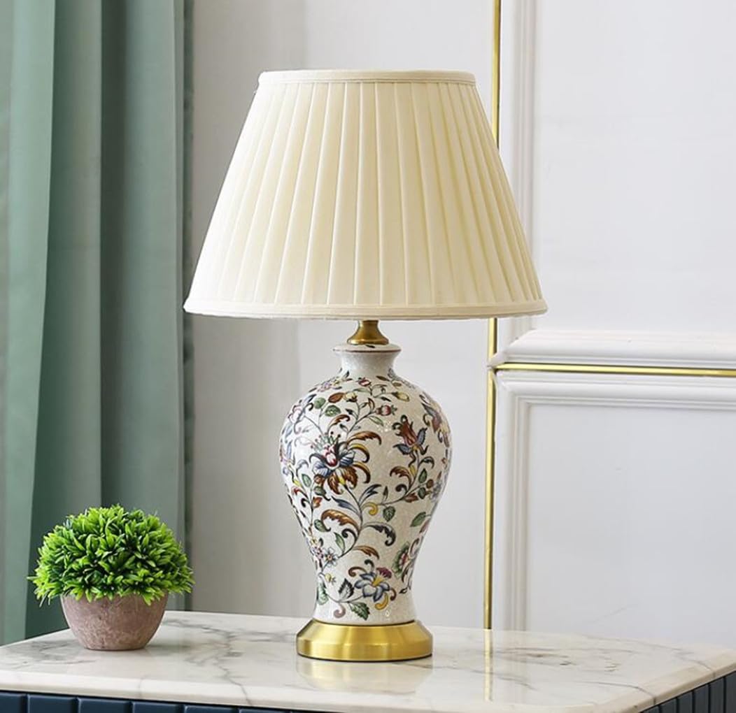 Nordic Nachttischlampe – Weiß, 25x37 Cm, Stoffschirm, E27 Fassung, Vintage-Design