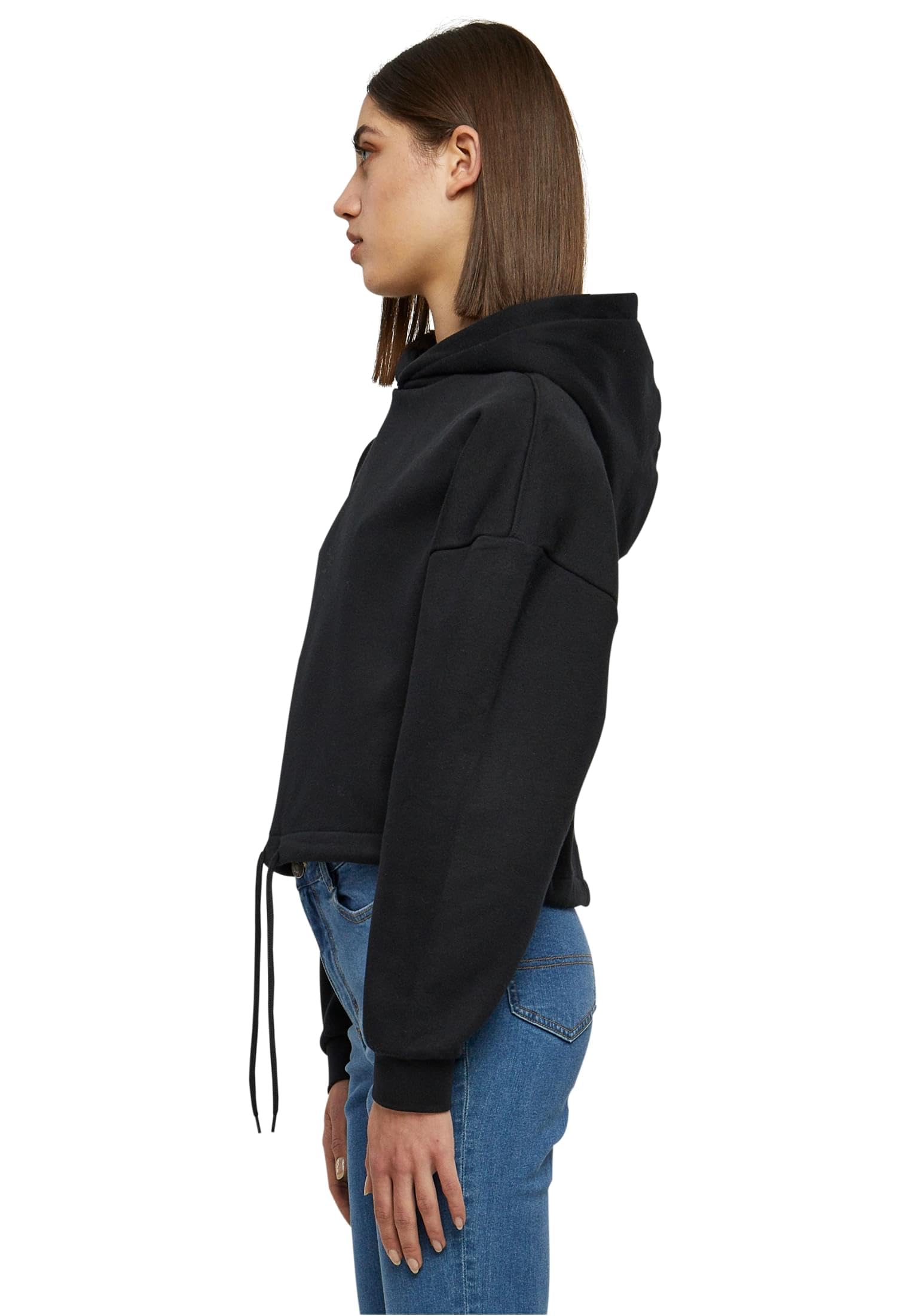 Urban Classics Ladies Cropped Oversized Mujer Sudadera con Capucha Negro Más Grande