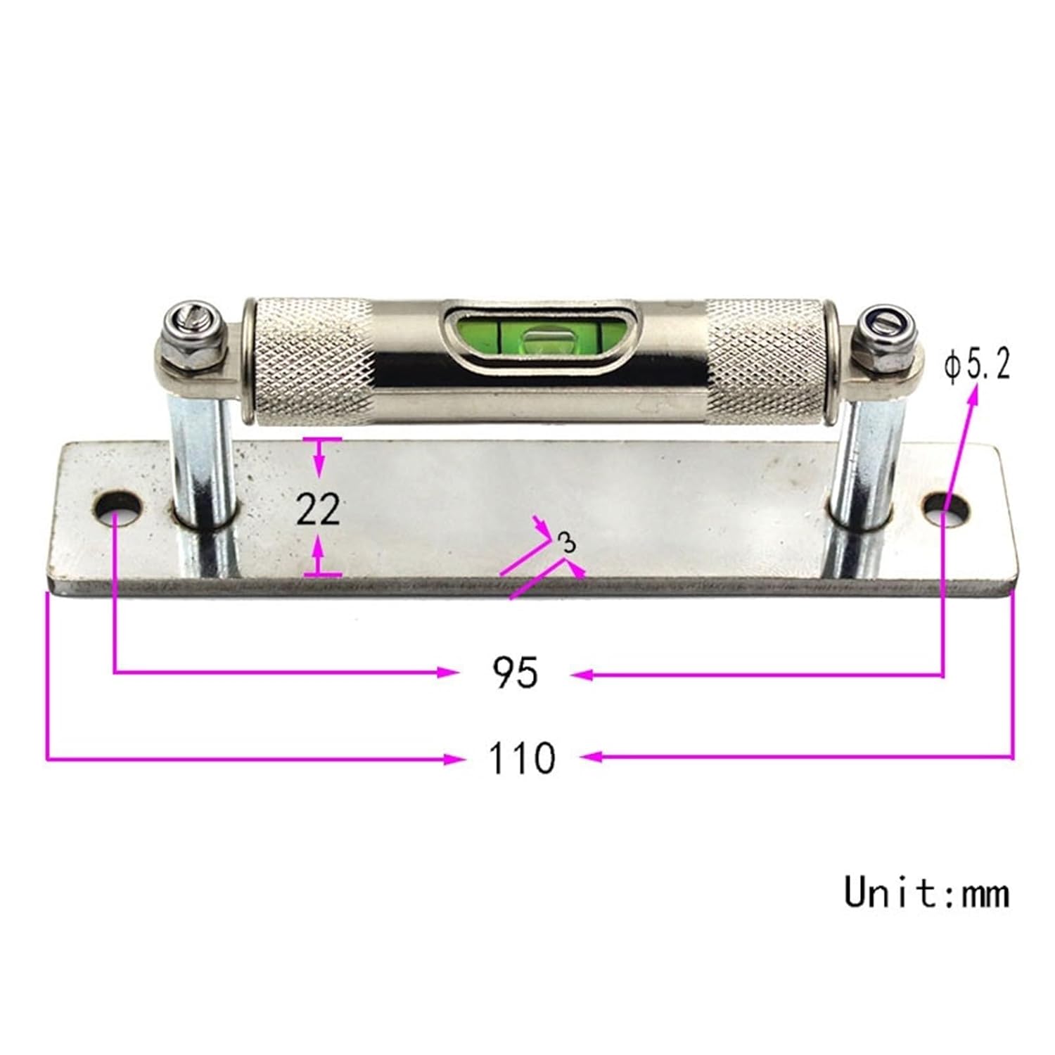 4 Sizes Metal Strip Bubble Level with Protective Cover Vehicle Leveling Tool Support Leg Available Bracket Leveler 1PCS(Length-85mm)