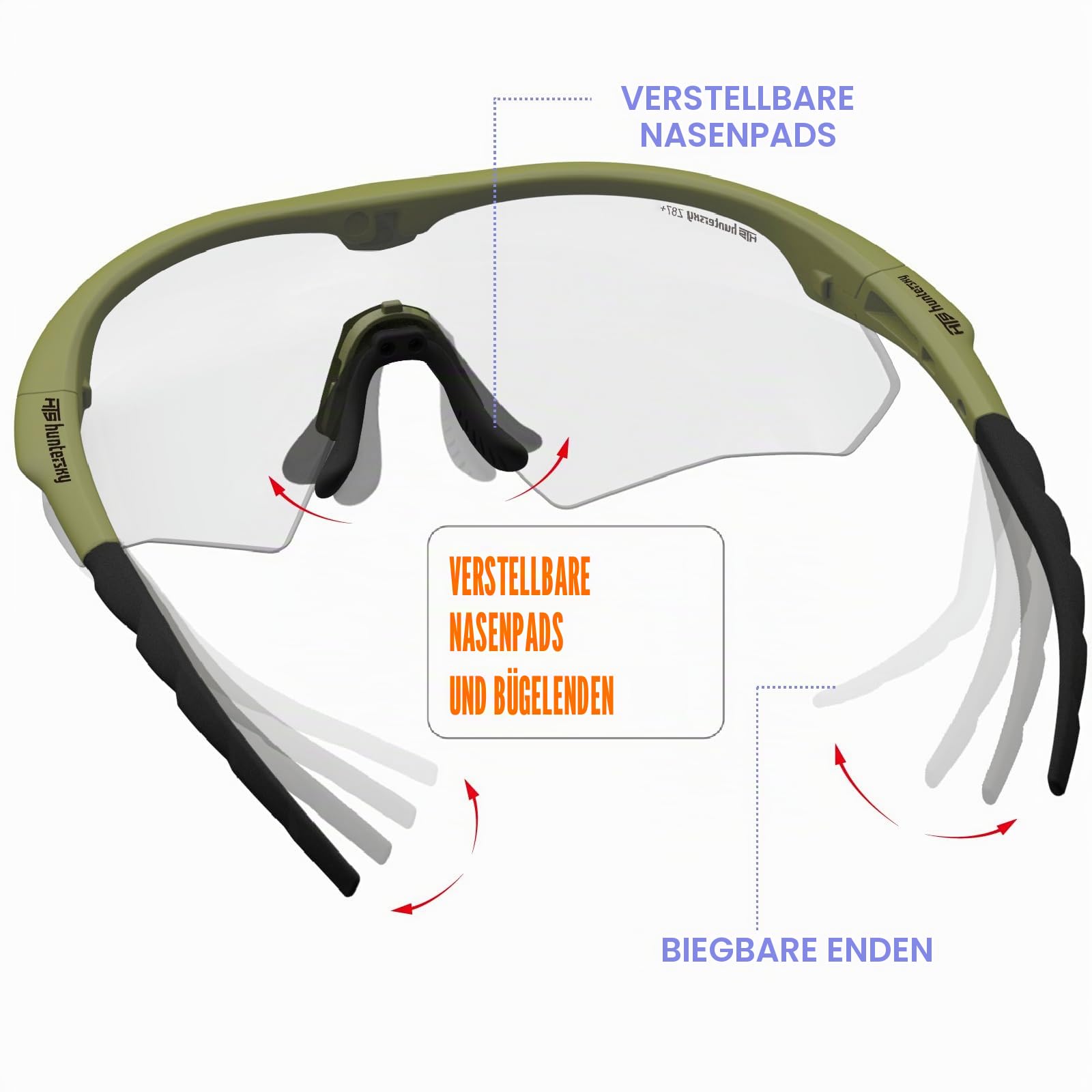 HTS HUNTERSKY S53 Anti-Beschlag Taktische Schießbrille, Ballistischer Augenschutz, für Jagd, Airsoft, Reiten, Pickleball