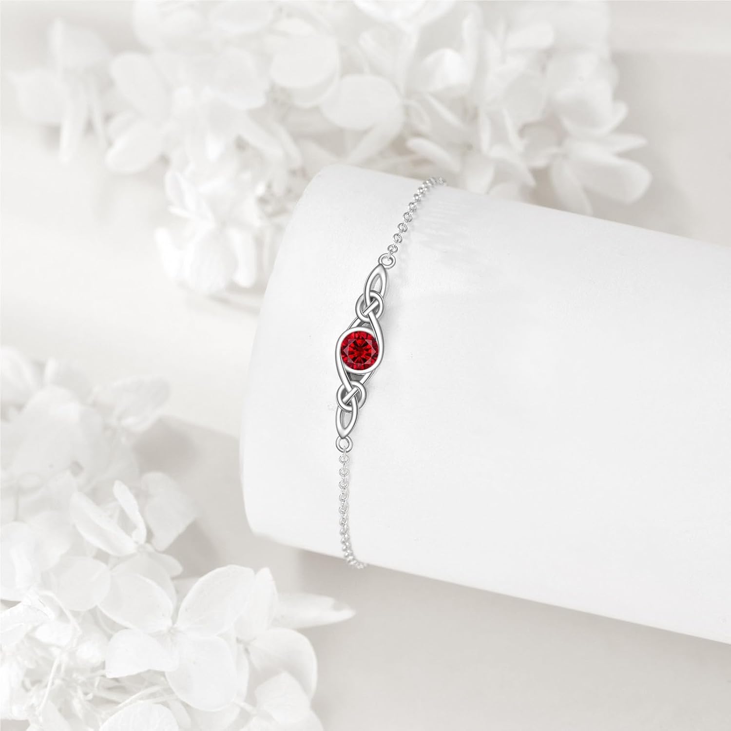 Celtic Knot Bracelet Sterling Silver Mustard Seed/Moonstone/Birthstone Link Anklet/Bracelet Celtic Knot Christian Faith Jewelry Gifts for Women - Image 4