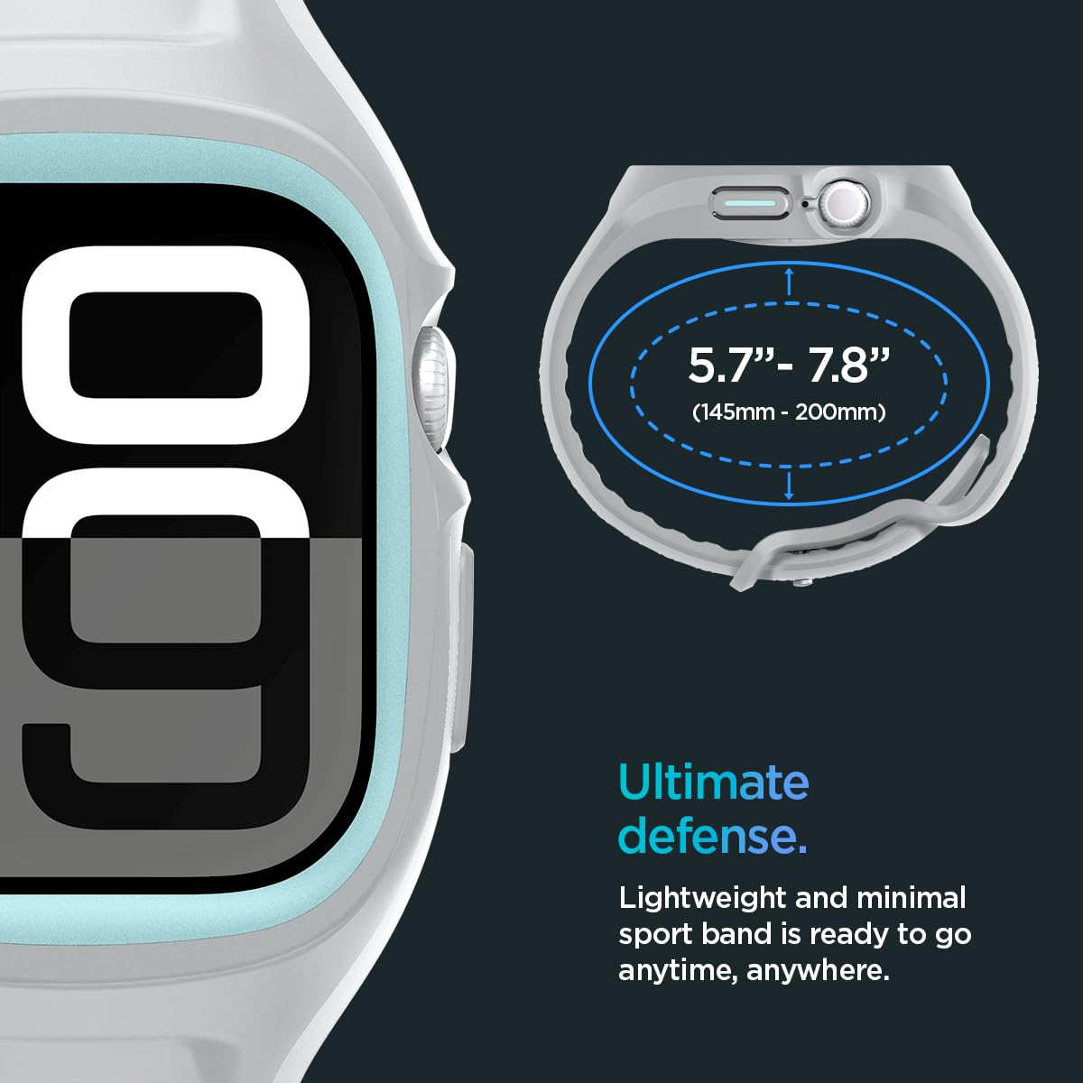 Spigen Liquid Air Pro Hülle mit Armband Kompatibel mit Apple Watch 11/10 46mm (2025/2024) - Grau
