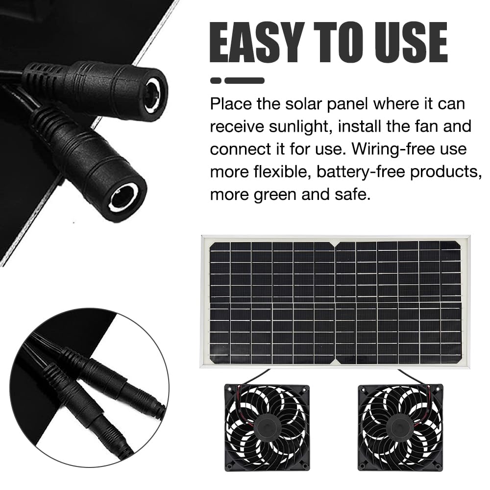 Solar Ventilator 16W - Doppel Lüfter Für Gewächshaus & Hühnerstall