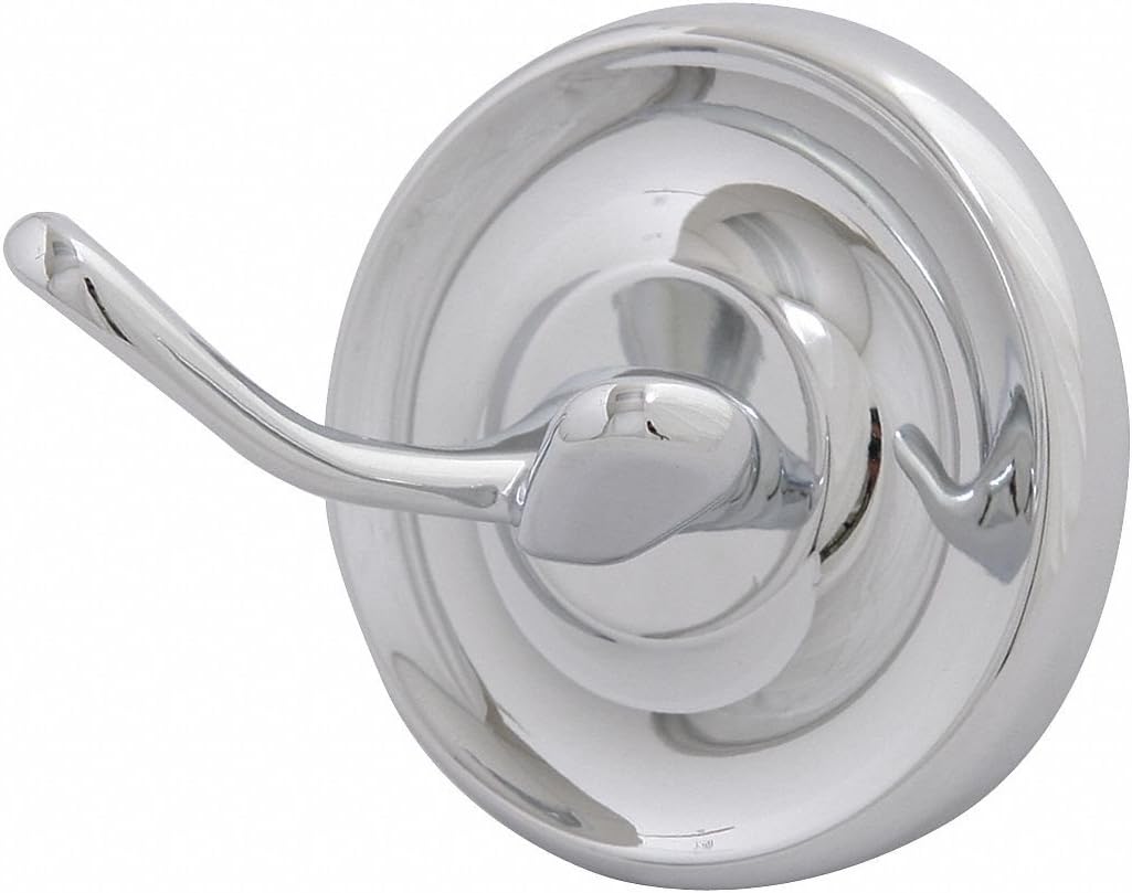 Bathroom Hook, 2 Hook, 2-1/2In D, Chrome