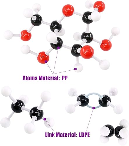 Miniatura 3 de Swpeet Kit de modelo molecular de 125 piezas para profesor de modelo molecular inorgánico y orgánico y 16 años y más para estudiantes, 54 átomos, 70