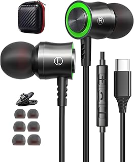 USB C Headphones for iPhone 15 Pro Samsung S23 S22 Ultra S21 S20 FE A53 A54 A33 USB C Earphones In-Ear Headphones with Microphone Wired Earbuds Type C Headphones for Google Pixel 7a 7 Pro OnePlus 11
