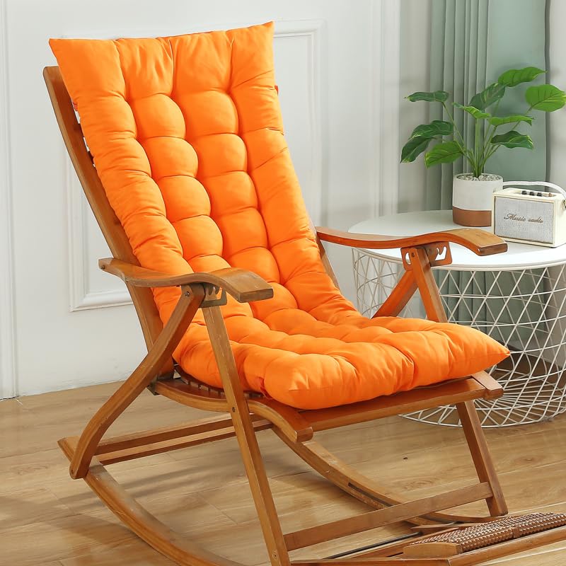 High-Back Garden Chair Cushions 120x50, 8cm Thick High-Back Cushions with Ties, Low-Back Outdoor Chair Cushions, Seat Cushions for Garden Chairs, For Sofas, Cars,orange