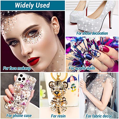 Lezmarket Jewelry Clear Glue With Rhinestones For Crafts, 2800 Pcs Flatback Round Rinestones Set With 2Pcs 25Ml Glue, 5 Dotting Pen Tool, 1 Wax Pencil For Diy Art Nail Clothes Shoes Bags Makeup #TOP5